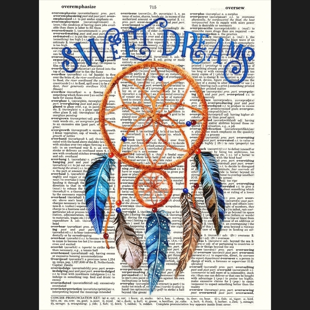 Dreamcatcher Vintage Dictionary Art Print Bedroom